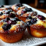 Freshly prepared sourdough blueberry brioche tarts plated on ceramic dishes