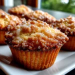 Freshly prepared sourdough coffee cake muffins close-up