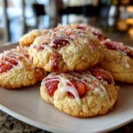 Freshly Prepared Strawberry Sugar Cookies on White Plate