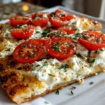 Homemade cottage cheese flatbread pizza on clean counter