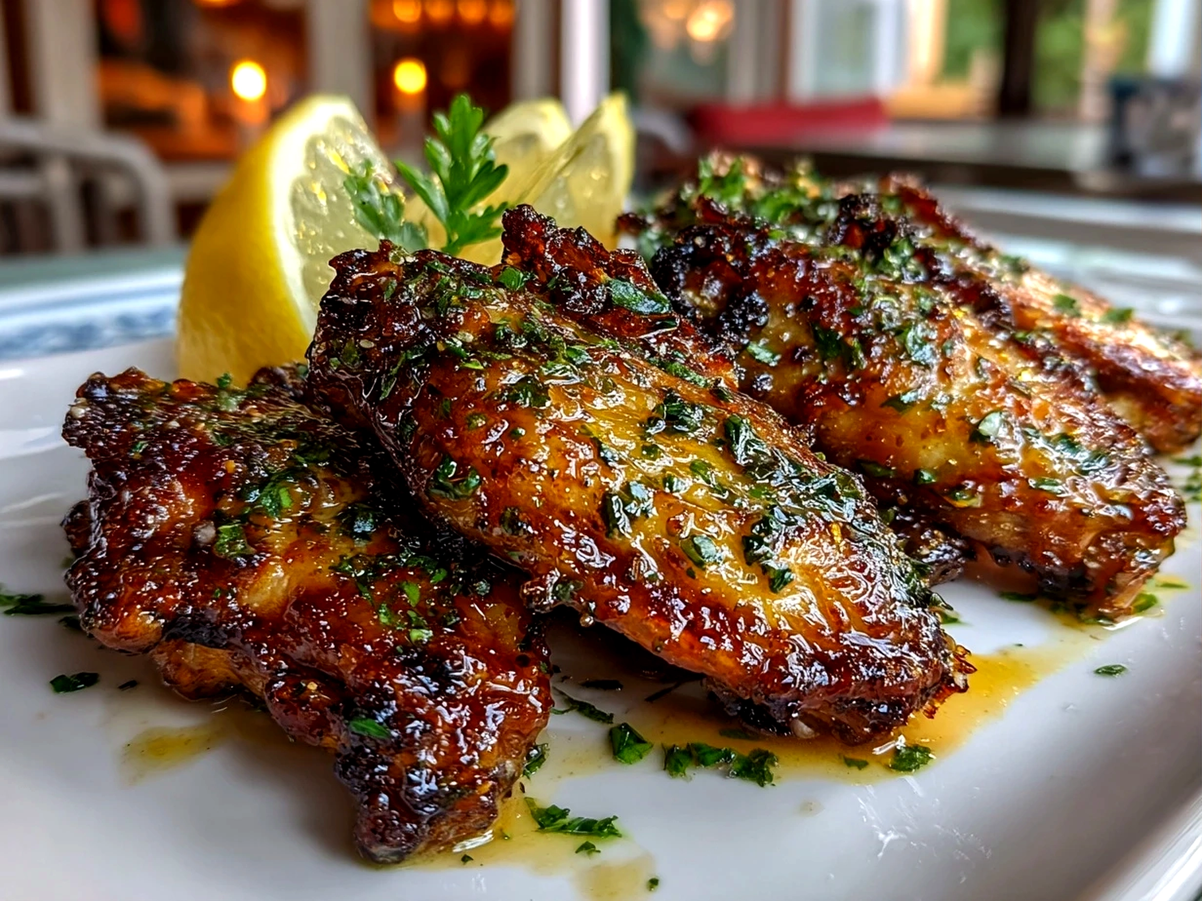 Homemade lemon pepper wings close-up