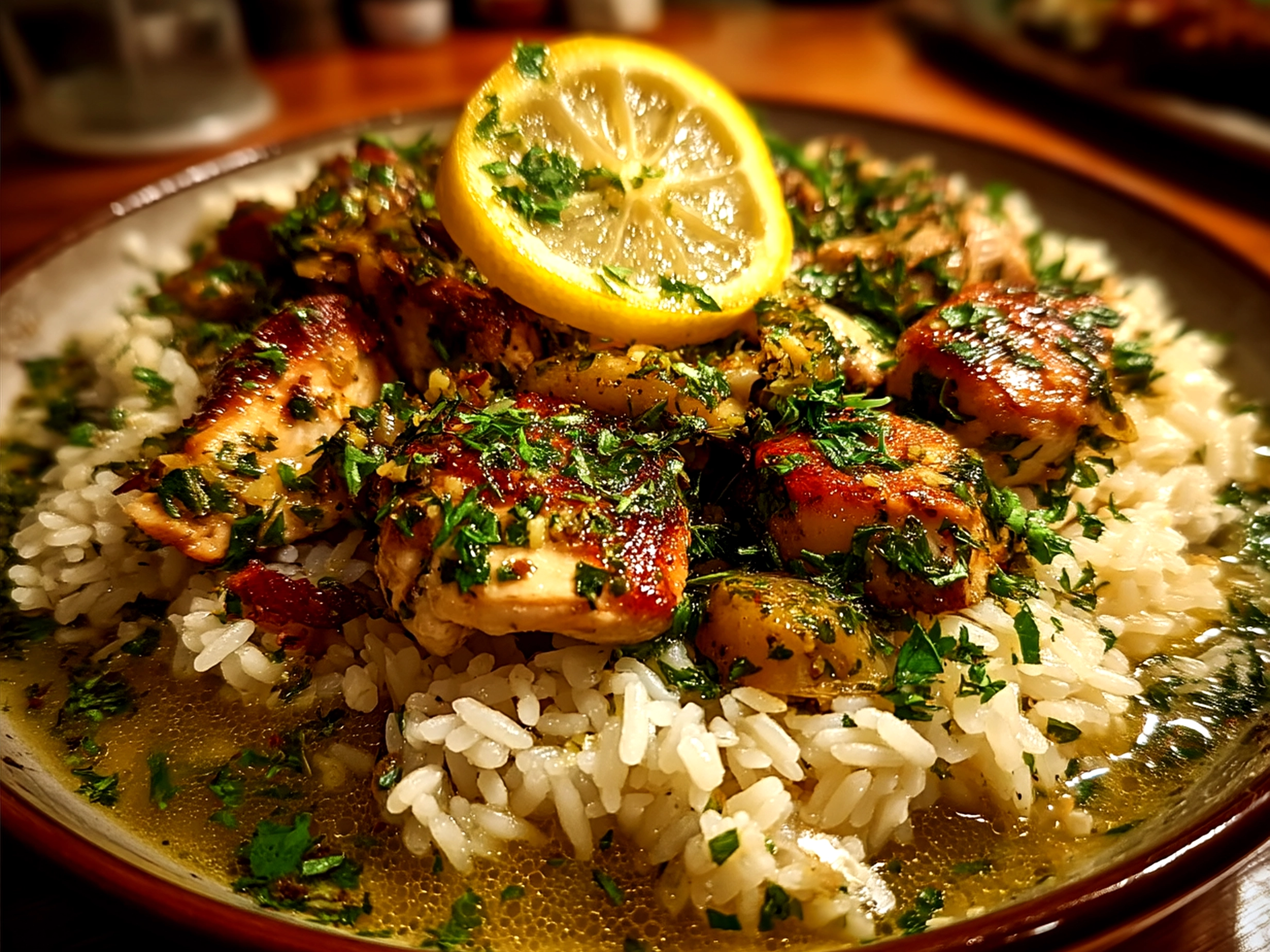 Serve Lemon-Herb Chicken Nourish Bowl with fresh vegetables and grains in a colorful bowl