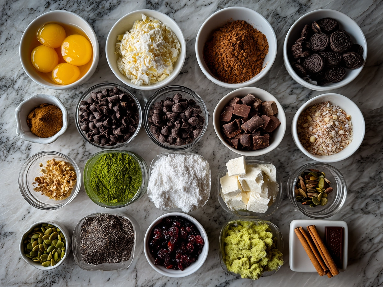 Ingredients for No-Bake Grinch Oreo Truffles including Oreo cookies, cream cheese, green candy melts, sprinkles, and vanilla extract