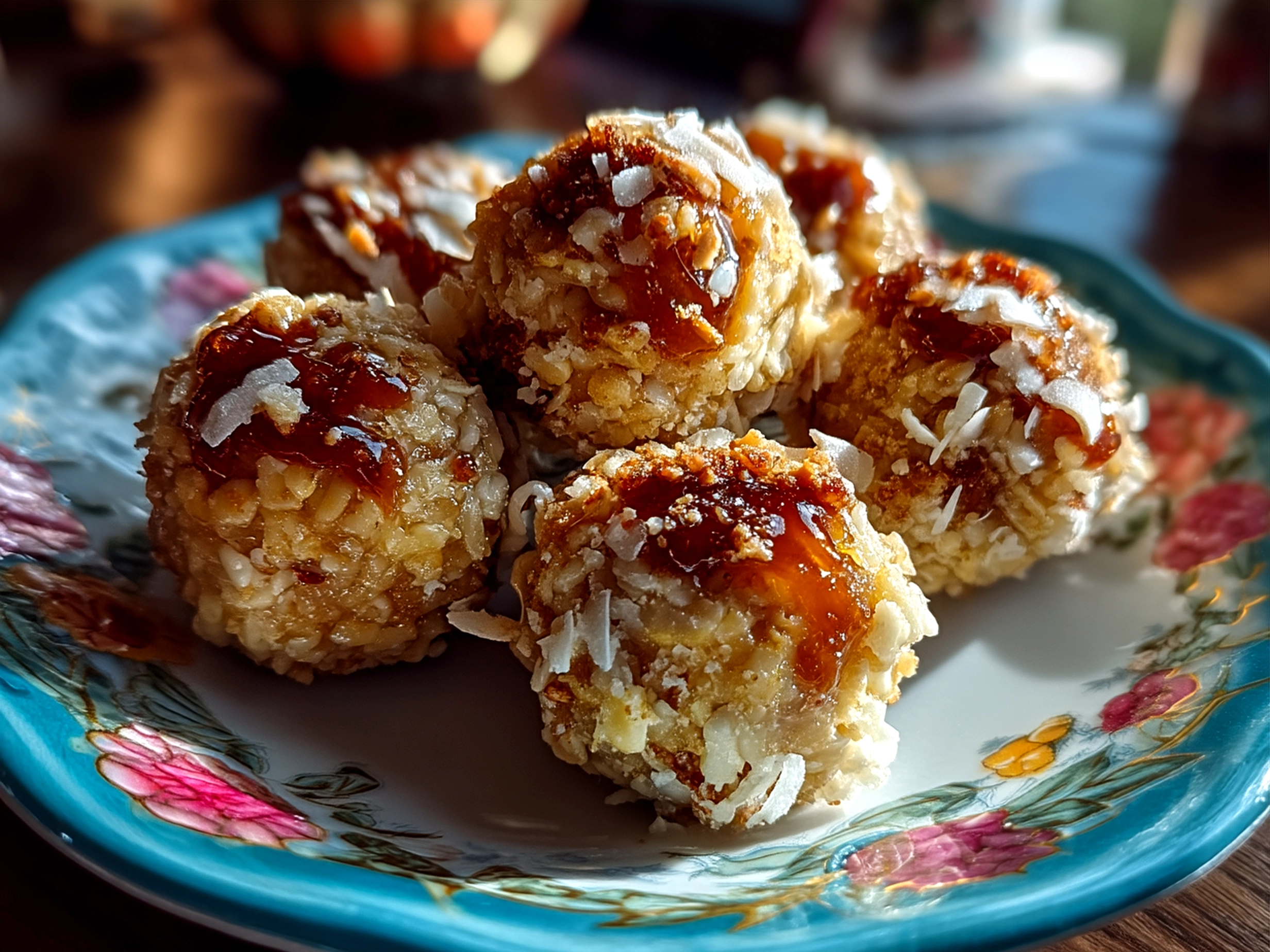 Serving tray with Peanut Butter Balls with Rice Krispies ready to eat