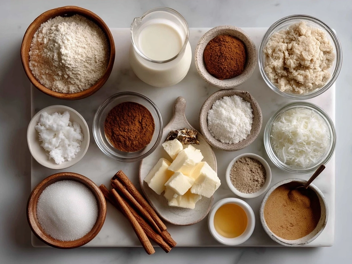 Ingredients for Puerto Rican Coquito laid out on kitchen counter