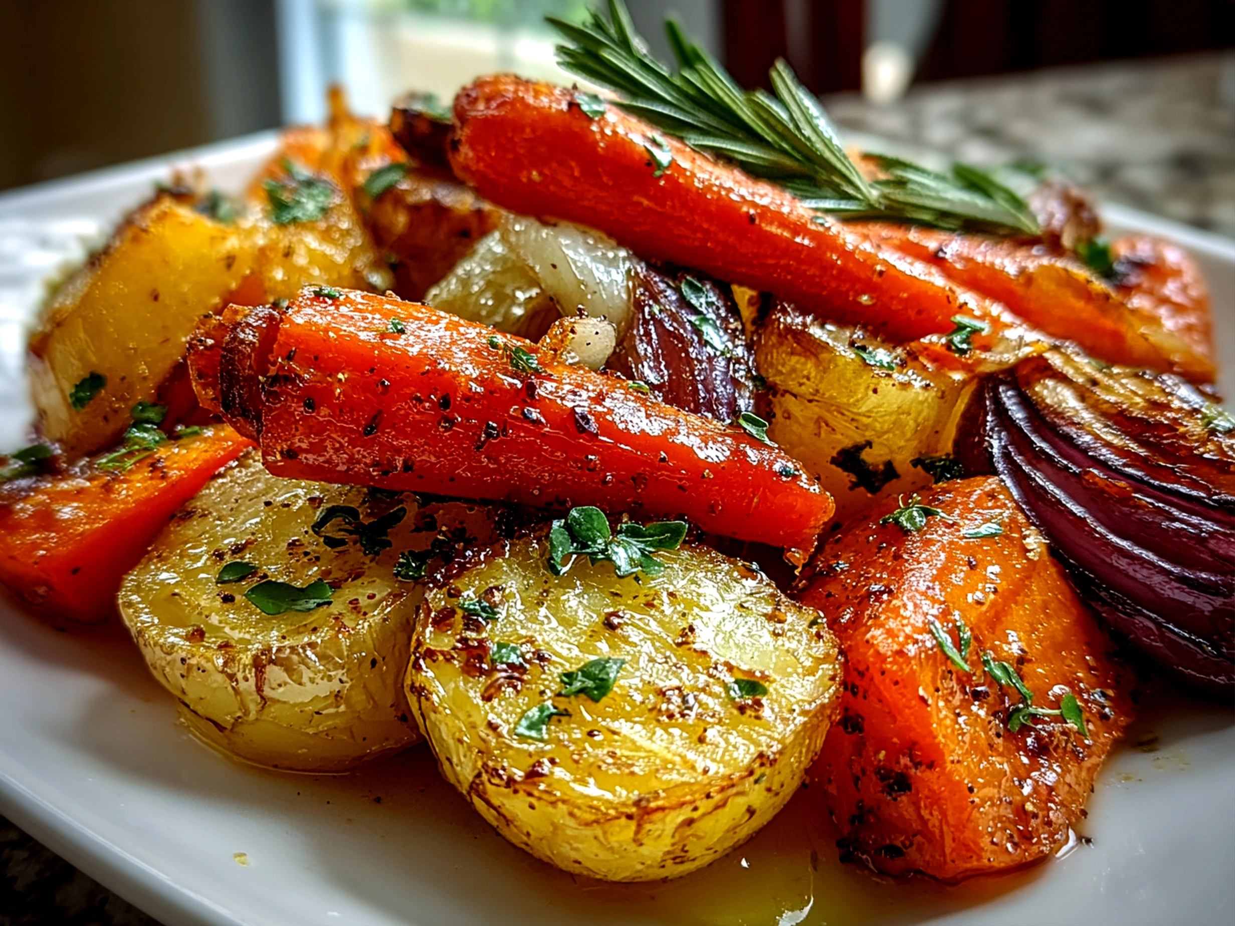 Slow Cooker Roasted Fall Vegetables close-up