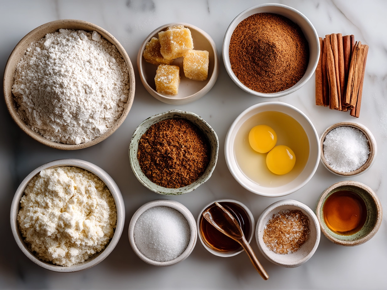 Ingredients for Sourdough Discard Banana Muffins including flour, bananas, sourdough discard, and spices