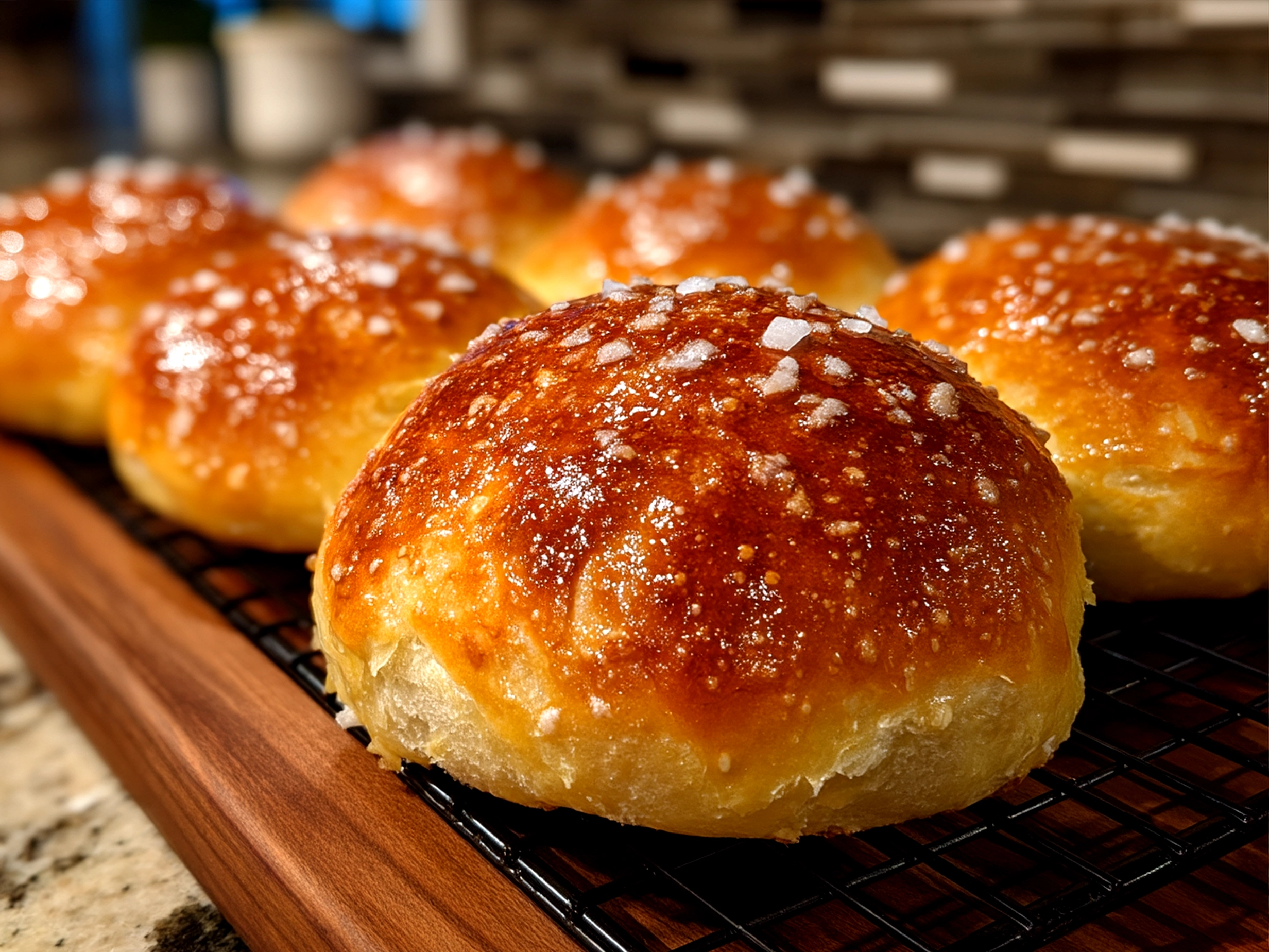 Freshly baked Sourdough Discard Kolaches ready to serve