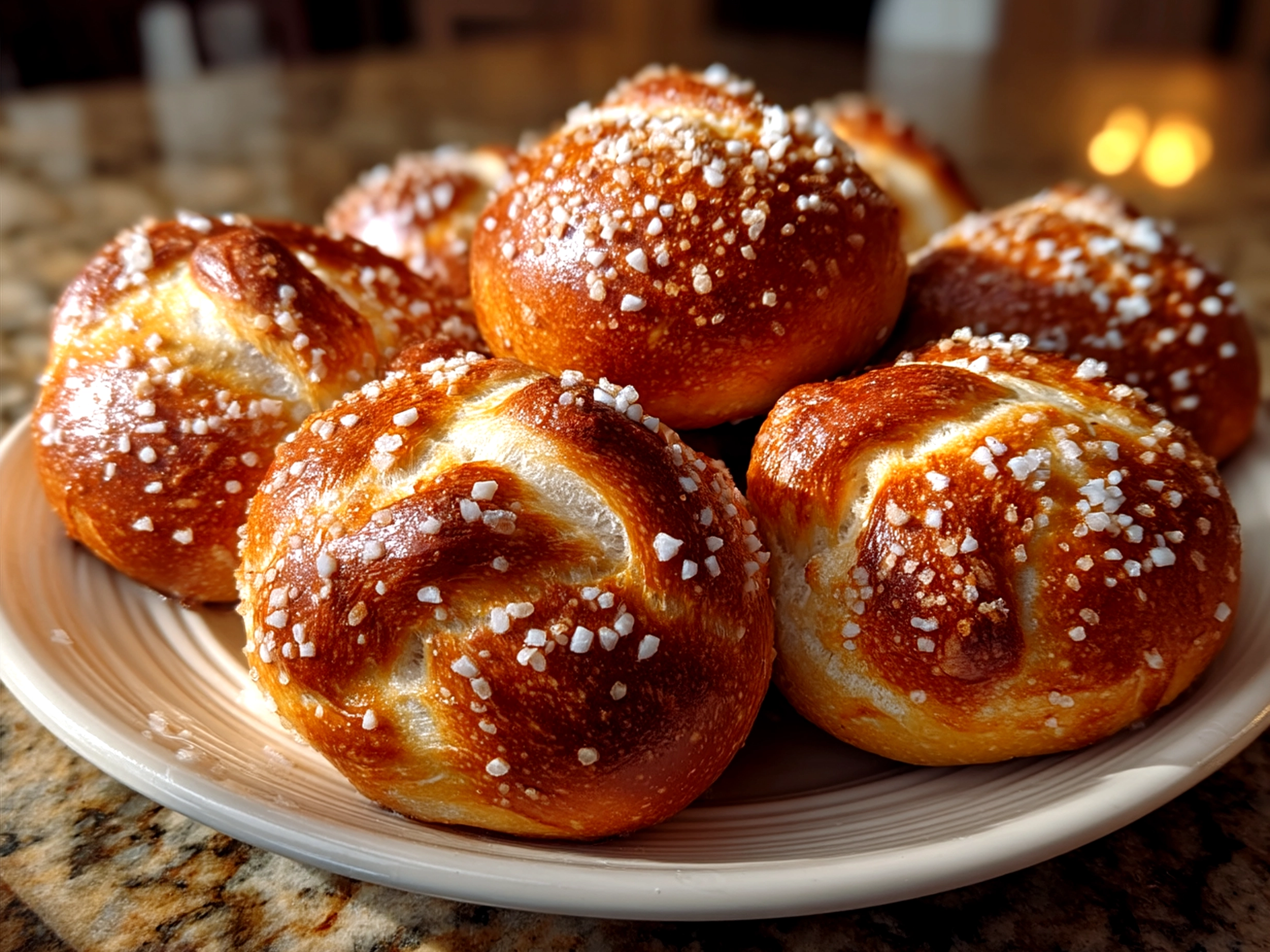 A serving platter of golden brown Sourdough Discard Pretzel Bites ready to enjoy