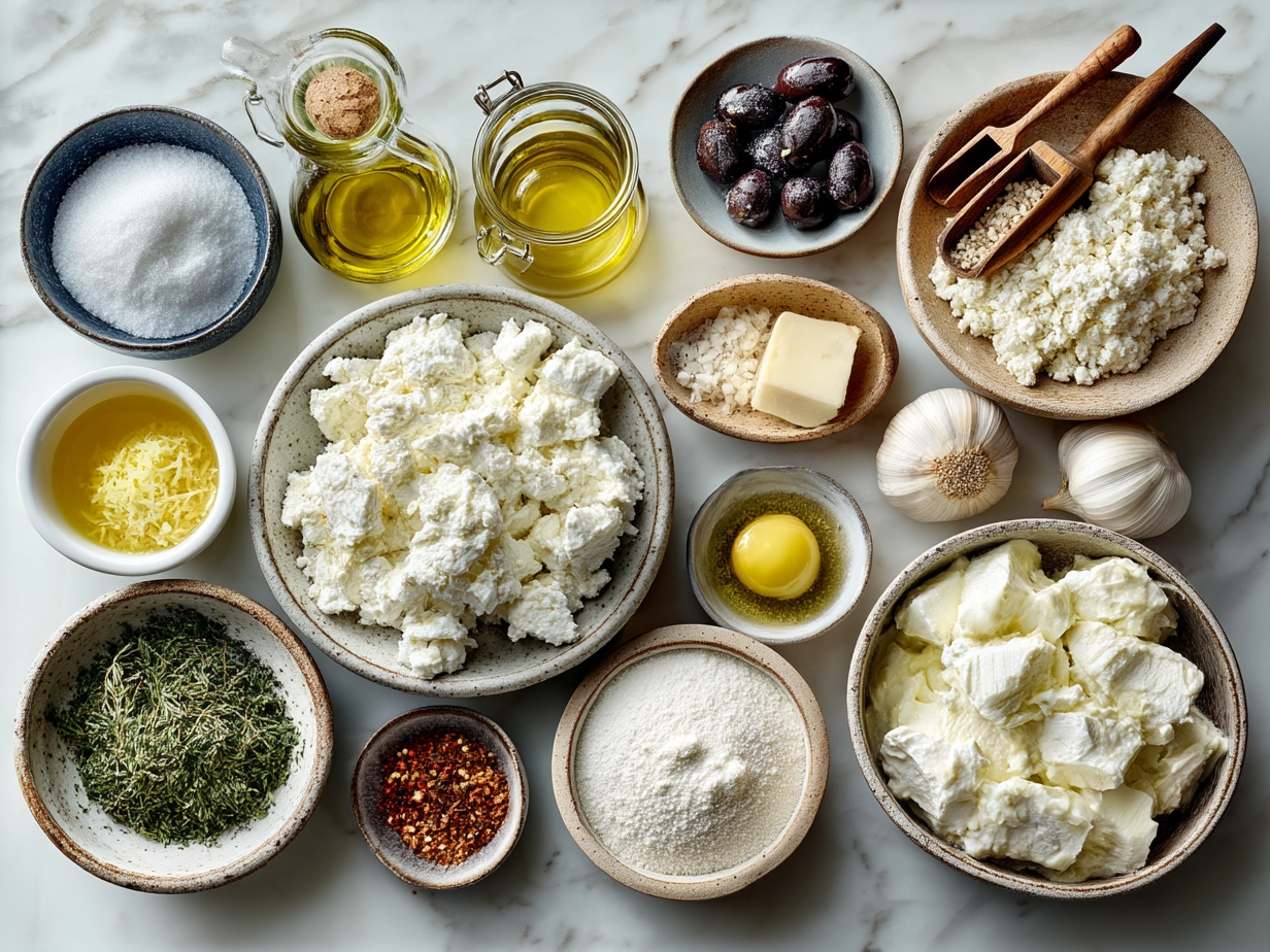 Top down of fresh ingredients for Boursin Cheese spread