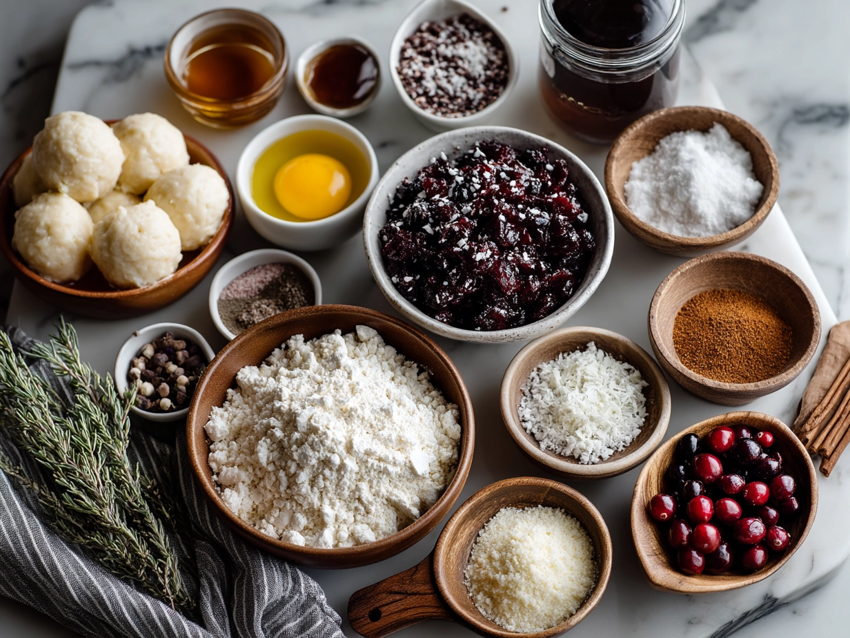 Ingredients for Cranberry BBQ Meatballs laid out on a table
