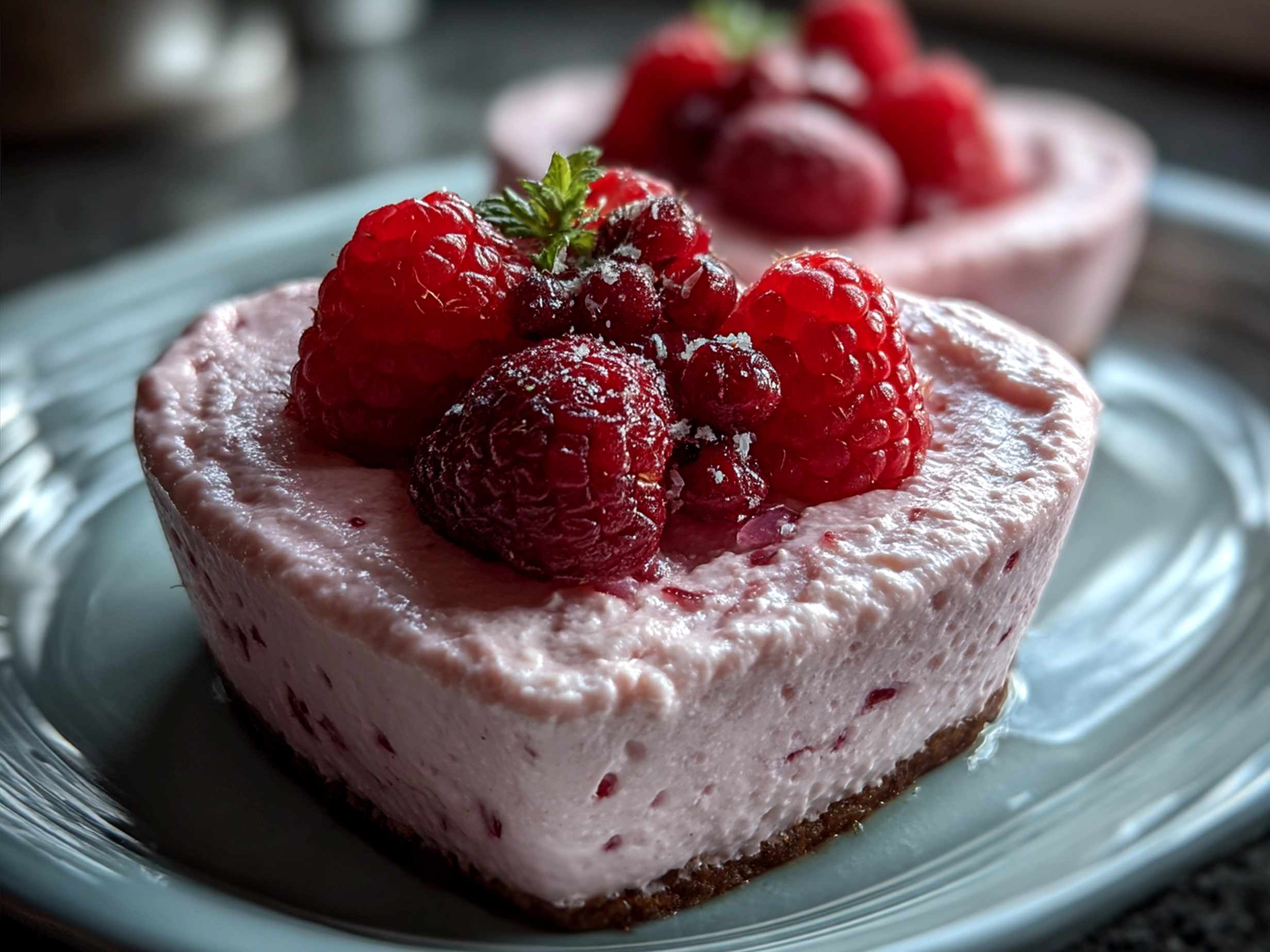 Served Valentines Cakes Nice Cream Bowl with fresh berries and nuts