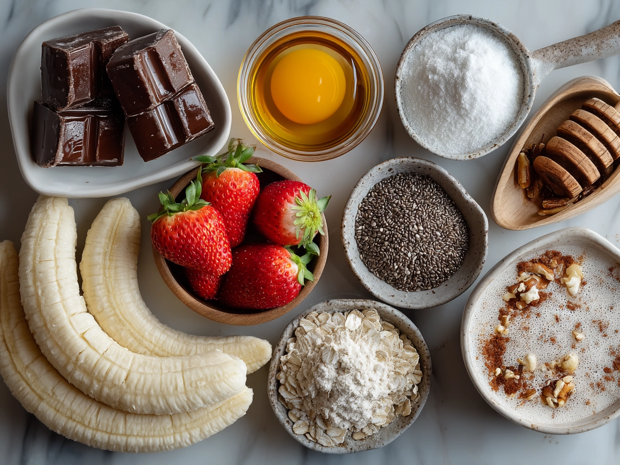 Ingredients for Valentines Oatmeal Bowl laid out on a kitchen table